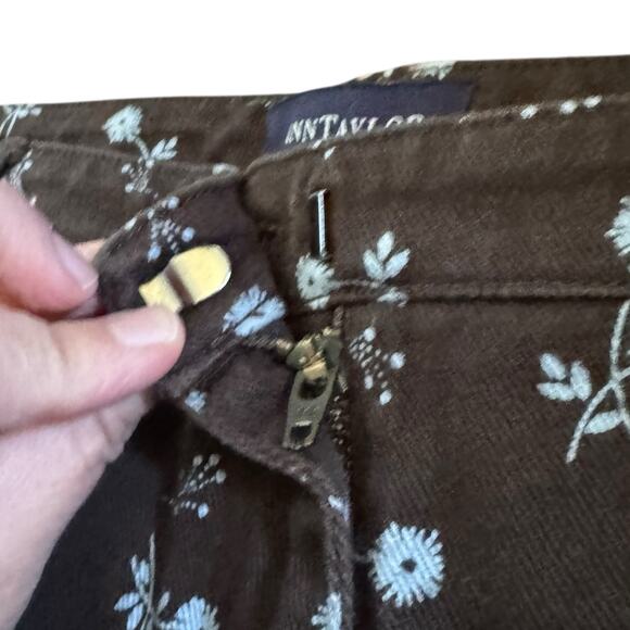 VTG Ann Taylor Early 2000s Y2K Floral Straight Leg Cropped Pants 16 Brown Blue - Picture 5 of 9